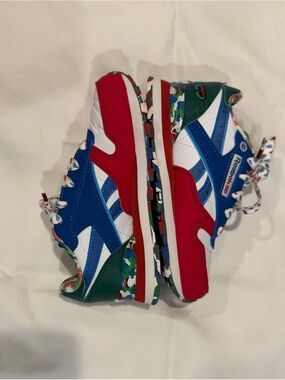 Reebok Kids Multicolor Leather Sneaker - Red Blue Green White